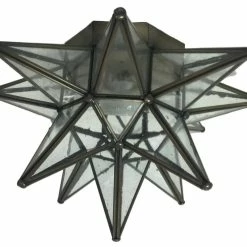 Coupon π₯° Quintana Roo Moravian Star Ceiling Light, Flush Mount, Seedy Glass, Bronze Trim β