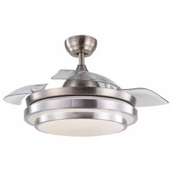 Flash Sale 🤩 Star Home Décor Contemporary Ceiling Fan With Retractabel Blade, Remote, LED Lights, Brushed Nic 🔔 -ceiling lighting store 49e18aac0dec7618 6789 w800 h800 b1 p0