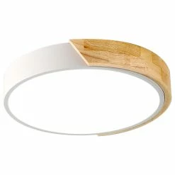 Brand new 🌟 Homary Modern Minimalist LED Wood & Metal & Acrylic Flush Mount Ceiling Light, White, M 🔥