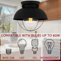 Hot Sale 😉 Kira Home Bayside 11" Nautical Farmhouse Flush Mount Ceiling Light, Seeded Glass 😀 -ceiling lighting store 4d51f27e00c3e56a 8633 w800 h800 b0 p0