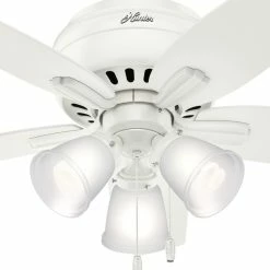 Budget ⌛ Hunter Fan Company 42" Newsome Low Profile Ceiling Fan With Light, Fresh White 🎁 -ceiling lighting store 4db1a96f0f8fd3cb 6594 w800 h800 b0 p0