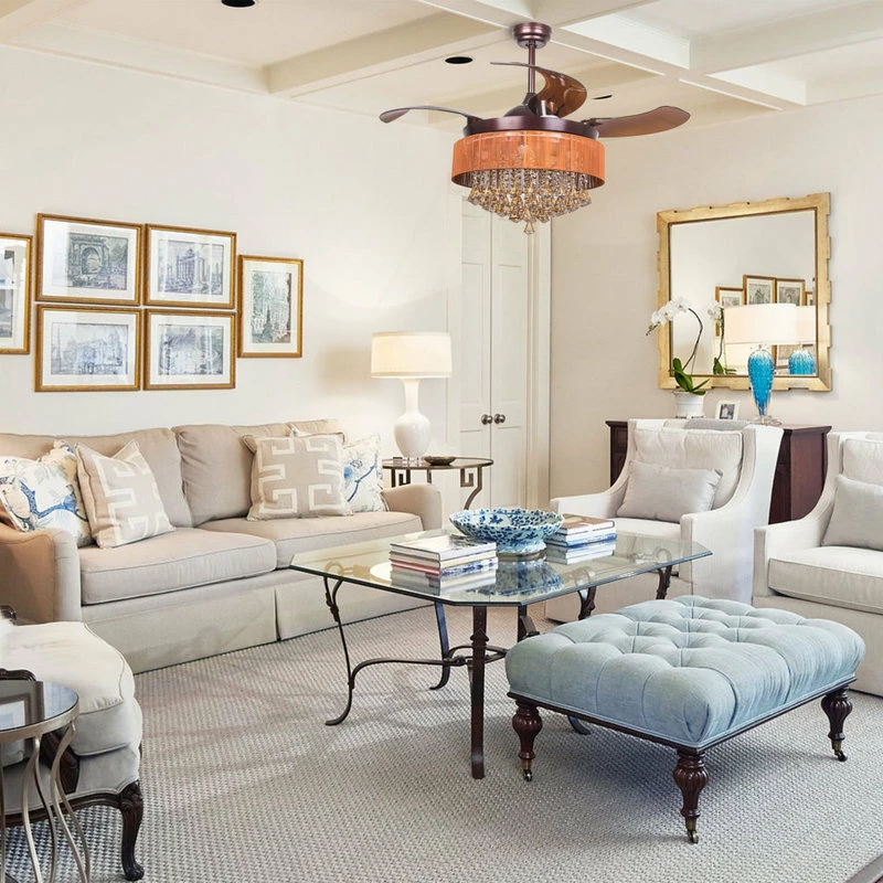 Wholesale 😉 ParrotUncle Crystal Led Ceiling Fan With Foldable Blades, Coffee Brown 🔥 3 Wholesale 😉 ParrotUncle Crystal Led Ceiling Fan With Foldable Blades, Coffee Brown 🔥 - Image 3