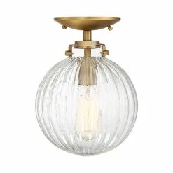 Best Sale β Helmsman Lighting Works 1-Light Semi-Flush Mount, Natural Brass π₯°