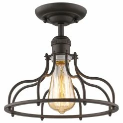 New 🎉 CHLOE Lighting, Inc. Jaxon 1-Light Rubbed Bronze Semi-Flush Ceiling Fixture 10" 👏
