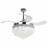 Cheap 👍 ParrotUncle Crystal Folding Blades Ceiling Fan With Remote, 46, White Light, Chrome 👍