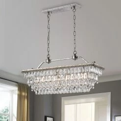 Budget 🔥 Edvivi Lighting 9Th Avenue 4-Light Antique Sliver Rectangular Crystal Chandelier 🧨 -ceiling lighting store 53a17b720ed35270 3513 w800 h800 b0 p0