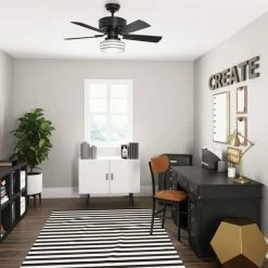 Hot Sale 👏 Hunter Fan Company Cedar Key Matte Black Ceiling Fan With Light/Remote, 44" ❤️ -ceiling lighting store 53f11bfb0f8fd2bd 9919 w800 h800 b0 p0
