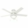 Coupon ✔️ Hunter Fan Company 46" Anslee Low Profile Ceiling Fan With Light, Fresh White 👏