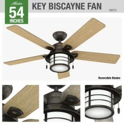 Outlet 😍 Hunter Fan Company 54" Key Biscayne Onyx Bengal Ceiling Fan With Light 😉 -ceiling lighting store 555194490f8fd19d 9880 w800 h800 b0 p0