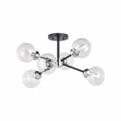 New ⌛ Vaxcel Orbit Semi-Flush Mount, Satin Nickel/Oil Rubbed Bronze, 25"x12" ❤️