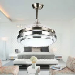 Flash Sale π€© Star Home Décor Contemporary Ceiling Fan With Retractabel Blade, Remote, LED Lights, Brushed Nic π