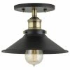 New ✔️ Linea Di Liara Andante Industrial Semi Flushmount Ceiling Lamp, Antique Brass 👏