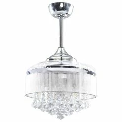 Best deal 🛒 FLINT GARDEN INC 36 Inch Chrome Crystal Ceiling Fan With Remote, Retractable Blades ❤️ -ceiling lighting store 56a145e60e2409f0 4967 w800 h800 b1 p0