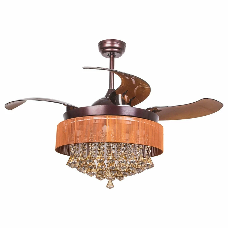 Wholesale 😉 ParrotUncle Crystal Led Ceiling Fan With Foldable Blades, Coffee Brown 🔥 4 Wholesale 😉 ParrotUncle Crystal Led Ceiling Fan With Foldable Blades, Coffee Brown 🔥 - Image 4