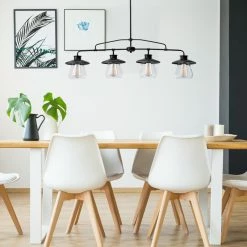 Best deal 🌟 Globe Electric Nate 4-Light Pendant, Oil Rubbed Bronze, Clear Glass Shades, 4-Light 🎁 -ceiling lighting store 57f1c36e0c81948e 0158 w800 h800 b0 p0