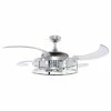 Promo ❤️ Beacon Lighting Fanaway Classic Retractable 4-Blade Ceiling Fan, Chrome And Clear 🔥
