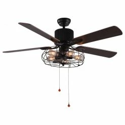 Outlet π Bella Depot 5 Light Black Vintage Industrial Ceiling Fan With Remote, Reversible Blades, 52" π₯°