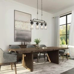 Brand new 🧨 LNC Lighting LNC 4-Light Farmhouse Matte Black Linear Mason Jar Metal Chandelier ❤️ -ceiling lighting store 5a21e336034fb17c 9952 w800 h800 b0 p0