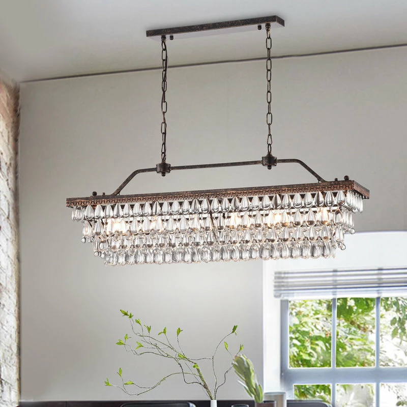Promo π Edvivi Lighting 6-Light Antique Bronze Rectangular Crystal Chandelier Dining Room 40" Glam π― 5 Promo π Edvivi Lighting 6-Light Antique Bronze Rectangular Crystal Chandelier Dining Room 40" Glam π― - Image 5