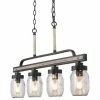 Brand new 🧨 LNC Lighting LNC 4-Light Farmhouse Matte Black Linear Mason Jar Metal Chandelier ❤️