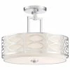 New 🛒 Kira Home Sienna Metal Drum Ceiling Light, Glass Diffuser, Chrome, Semi-Flush Mo ⌛