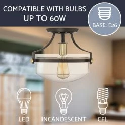 Best Pirce 🎉 Kira Home Zurich 12" Rustic Ceiling Light, Glass Shade, Antique Brass Accents 😀 -ceiling lighting store 5da15a9800c3c97c 8653 w800 h800 b0 p0