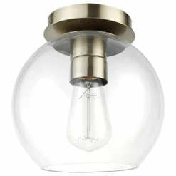 Deals 🔔 Globe Electric Vivienne 1-Light Brass Flush Mount Ceiling Light With Clear Glass Shade ✨