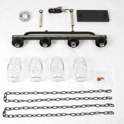 Brand new 🧨 LNC Lighting LNC 4-Light Farmhouse Matte Black Linear Mason Jar Metal Chandelier ❤️ -ceiling lighting store 628166ec00daece5 9952 w800 h800 b1 p0