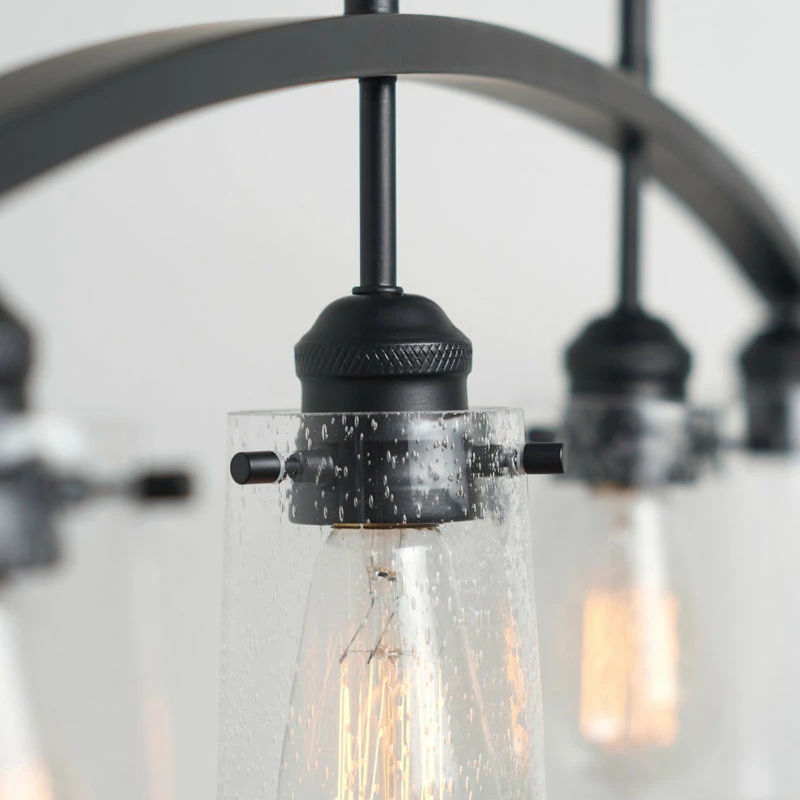 Promo π Kira Home Rayne 33" Farmhouse Arched Island Light, Seeded Glass Shades, Black β¨ 4 Promo π Kira Home Rayne 33" Farmhouse Arched Island Light, Seeded Glass Shades, Black β¨ - Image 4