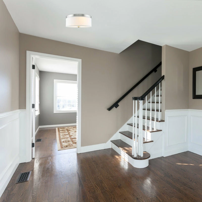 Best deal β Kira Home Walker 15" Flush Mount Ceiling Light, White Fabric Shade, Round Glass π 3 Best deal β Kira Home Walker 15" Flush Mount Ceiling Light, White Fabric Shade, Round Glass π - Image 3