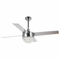 Promo ❤️ Whoselamp Crystal Modern Ceiling Fan With Remote Control, Chrome 👏