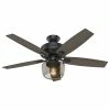 Cheap 👏 Hunter Fan Company 52" Bennett Matte Black Ceiling Fan With Light And Remote 👍