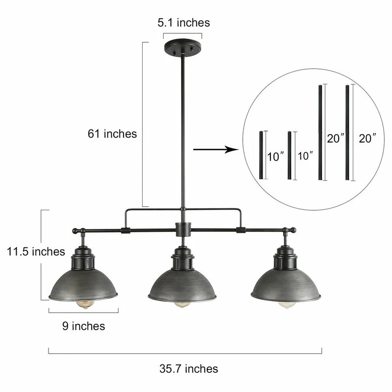 Cheapest 👏 Laluz 3-Light Linear Chandeliers Kitchen Island Pendant Lighting ✨ 3 Cheapest 👏 Laluz 3-Light Linear Chandeliers Kitchen Island Pendant Lighting ✨ - Image 3