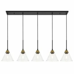 Deals 🎉 Elegant Furniture & Lighting Elegant Lighting LD4017D48 Histoire 5 Light 47"W Linear Pendant - Brass / Black ✨