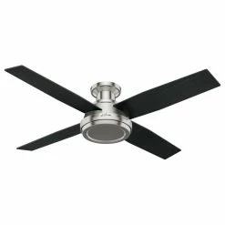 Best reviews of β Hunter Fan Company 52" Dempsey Low Profile Ceiling Fan + Remote, Brushed Nicke βοΈ