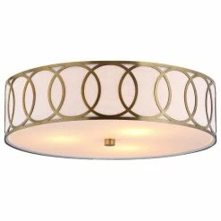 Discount β JONATHAN Y Aria 2-Light Metal LED Flush Mount, Brass Gold, 15.5"w π