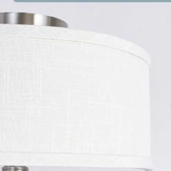 Budget 👏 Kira Home Newport 14" Ceiling Light, Off White Linen Drum Shade, Brushed Nickel 👍 -ceiling lighting store 6ec1754500dcfc1f 8652 w800 h800 b0 p0
