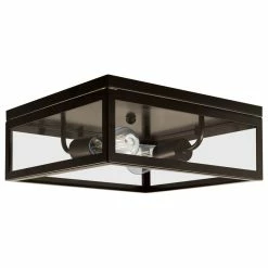 Outlet 🔔 Globe Electric Memphis 2-Light Dark Bronze Flush Mount Ceiling Light 🔔