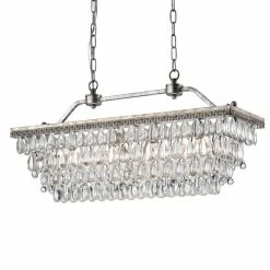 Budget 🔥 Edvivi Lighting 9Th Avenue 4-Light Antique Sliver Rectangular Crystal Chandelier 🧨 -ceiling lighting store 7481b5be0ed352cd 3513 w800 h800 b0 p0