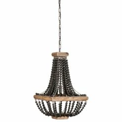 Buy 👍 CREATIVE CO-OP Metal Framed Chandelier With Wood Bead Draping, Black ⭐ -ceiling lighting store 74c110650ea2df09 8280 w800 h800 b1 p0