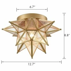 New 😉 Ecopower Light LLC Brass Glass Moravian Star Flush Mount Ceiling Light 🤩 -ceiling lighting store 7541e3200ea00c46 6475 w800 h800 b1 p0