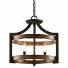 New 😉 Kira Home Woodrow 15" Farmhouse Semi Flush Convertible Pendant Light, Wood Style 👍