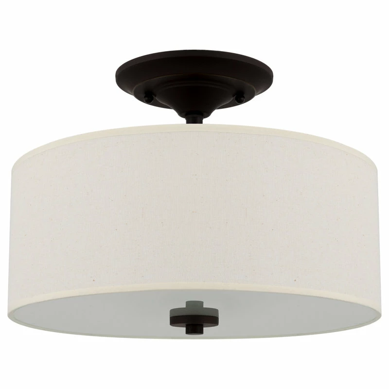 Budget π Kira Home Addison 13" Ceiling Light, Off-White Fabric Drum Shade, Bronze π 6 Budget π Kira Home Addison 13" Ceiling Light, Off-White Fabric Drum Shade, Bronze π - Image 6