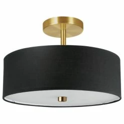 Coupon 🎉 Dainolite Ltd. 3-Light Incandescent Semi-Flush, Aged Brass/Black 🔔