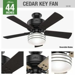 Hot Sale 👏 Hunter Fan Company Cedar Key Matte Black Ceiling Fan With Light/Remote, 44" ❤️ -ceiling lighting store 79e1007e0f8fd2c2 9919 w800 h800 b0 p0