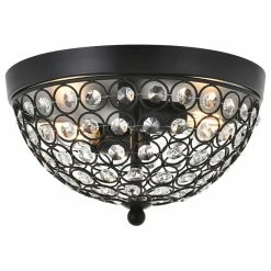 New 🌟 Elegant Furniture & Lighting Chrome Finish 2-Light Flush Mount, Matte Black, 10"x5.6" 🛒 -ceiling lighting store 7b213af10c70601a 1497 w800 h800 b1 p0