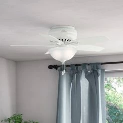 Coupon 🔔 Hunter Fan Company Newsome Low Profile Fresh White Ceiling Fan With Light, 42" 🛒 -ceiling lighting store 7c3180f20f8fc7fd 9878 w800 h800 b0 p0