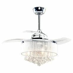 Best deal 🛒 FLINT GARDEN INC 36 Inch Chrome Crystal Ceiling Fan With Remote, Retractable Blades ❤️ -ceiling lighting store 7cd12a2e0e2409e4 4967 w800 h800 b1 p0