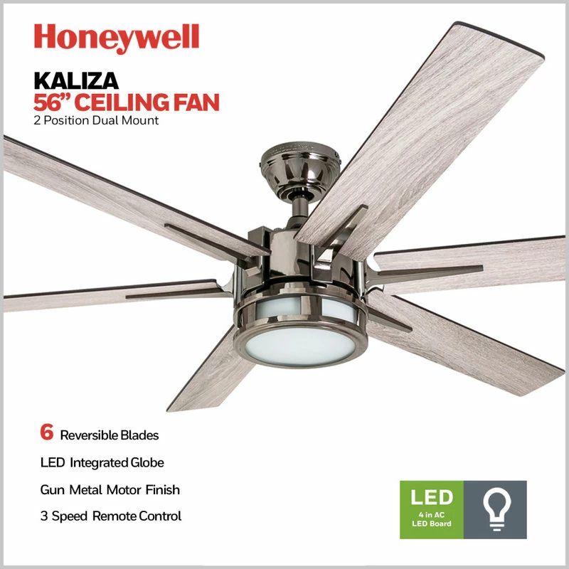 Coupon π₯° Honeywell Ceiling Fans Honeywell Kaliza Modern Ceiling Fan With Light And Remote, 56", Gun Metal π 3 Coupon π₯° Honeywell Ceiling Fans Honeywell Kaliza Modern Ceiling Fan With Light And Remote, 56", Gun Metal π - Image 3