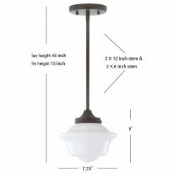 Wholesale 😉 JONATHAN Y Kurtz Adjustable Drop Metal/Glass LED Pendant, Oil Rubbed Bronze, 7.25"w 😍 -ceiling lighting store 8191d5ad0f76332b 7230 w800 h800 b1 p0